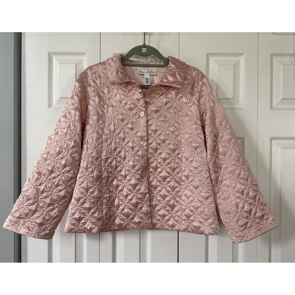 Oscar De La Renta Pink Quilted Jacket Sz S Old Money